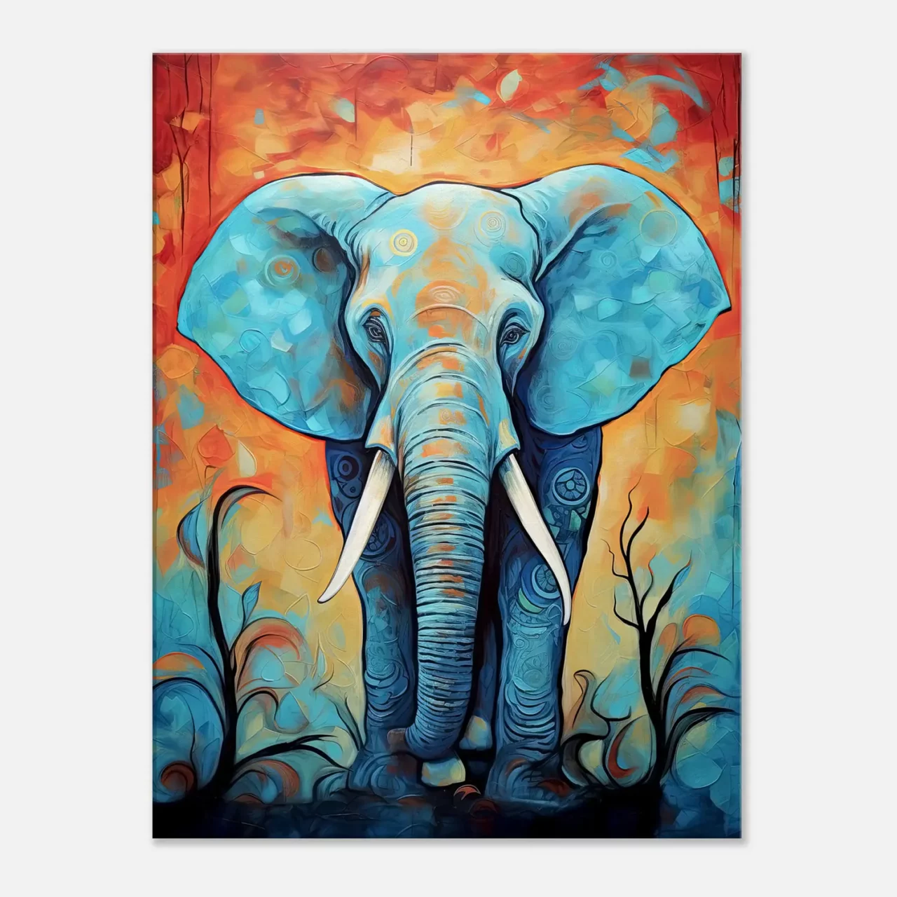 Tableau Aquarelle Vibrante Eléphant majestueux