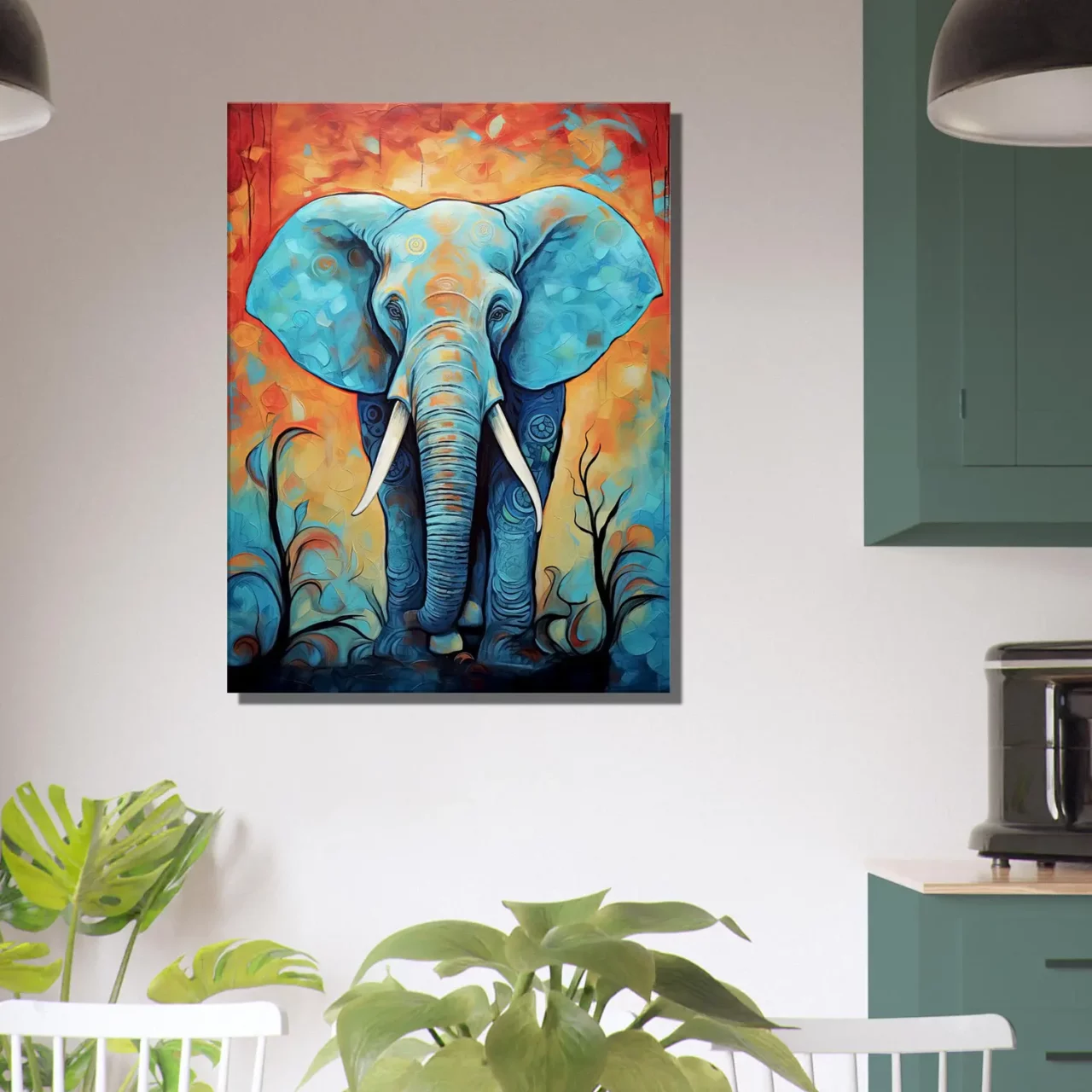 Tableau Aquarelle Vibrante Eléphant majestueux