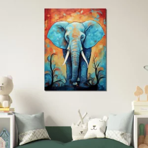 Tableau Aquarelle Vibrante Eléphant majestueux
