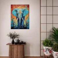 Tableau Aquarelle Vibrante Eléphant majestueux