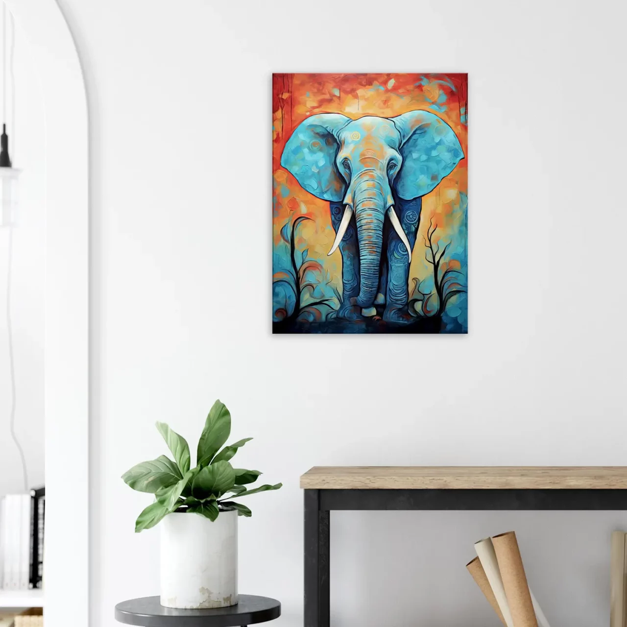 Tableau Aquarelle Vibrante Eléphant majestueux