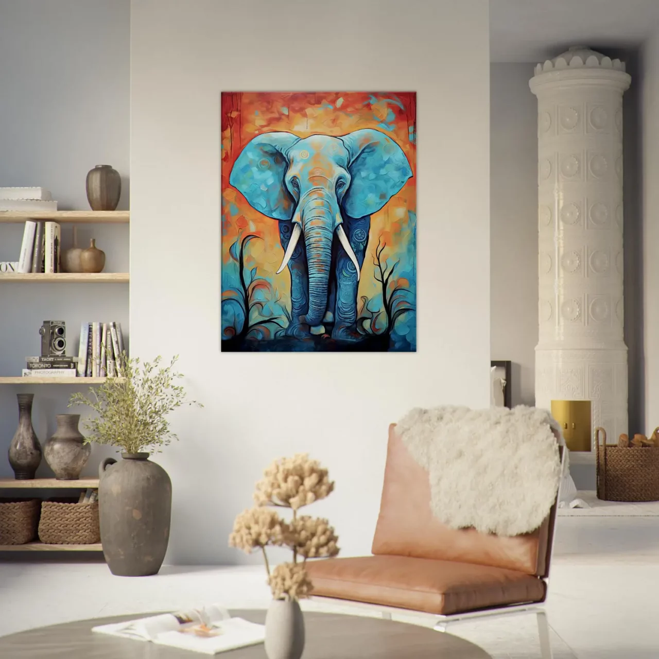 Tableau Aquarelle Vibrante Eléphant majestueux