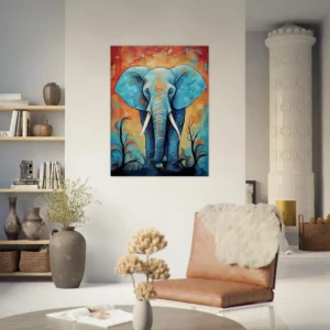 Tableau Aquarelle Vibrante Eléphant majestueux