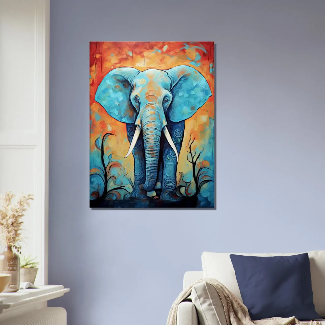 Tableau Aquarelle Vibrante Eléphant majestueux