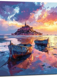 Tableau Bateaux et Mont Saint-Michel