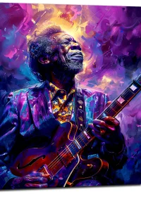 Tableau Guitariste de Blues – portrait artistique Tableau Guitariste de Blues - portrait artistique