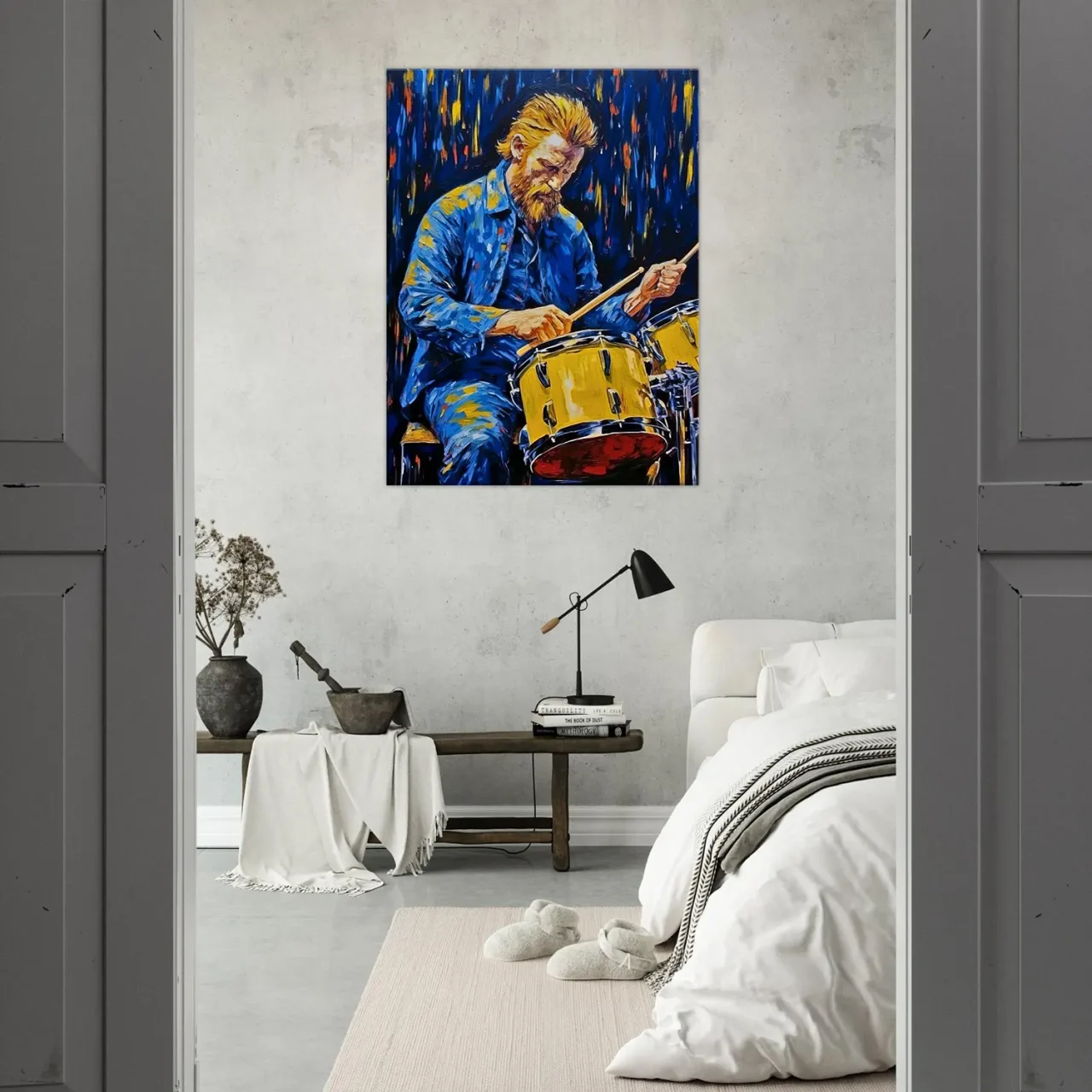 Tableau Van Gogh jouant de la batterie