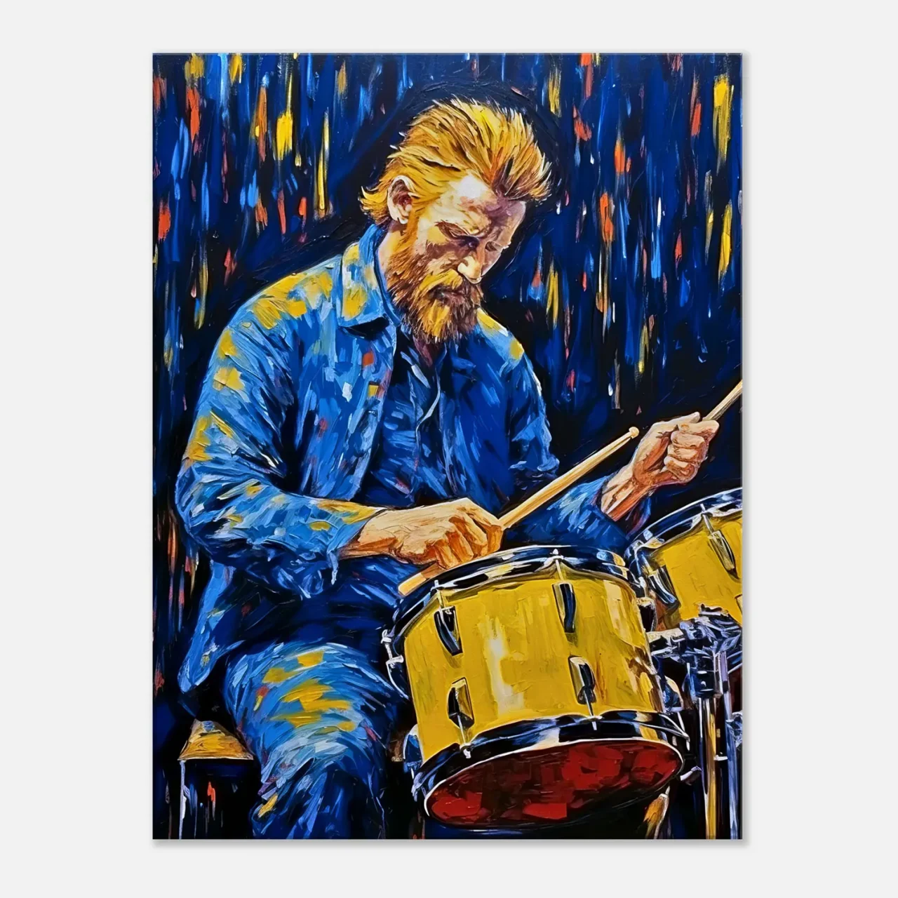 Tableau Van Gogh jouant de la batterie