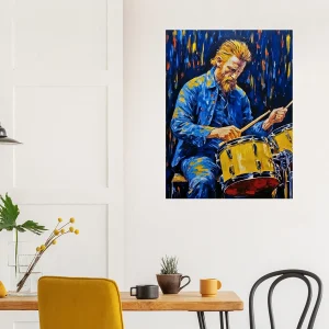 Tableau Van Gogh jouant de la batterie