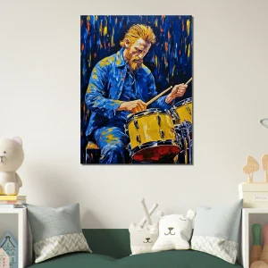 Tableau Van Gogh jouant de la batterie
