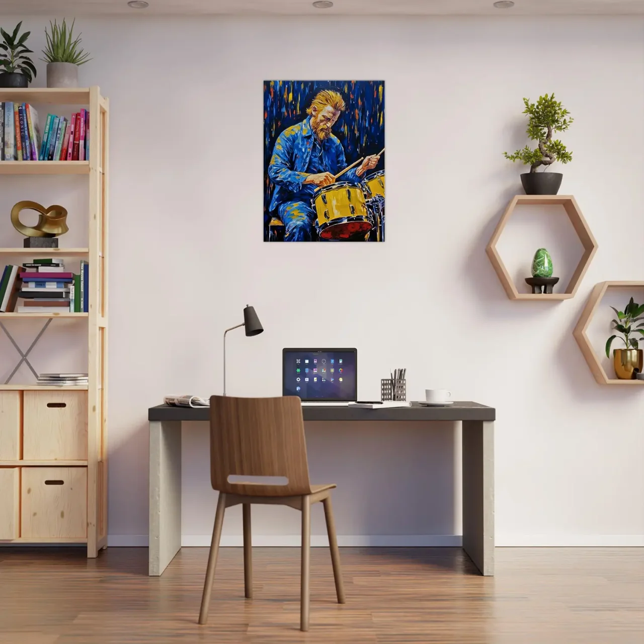 Tableau Van Gogh jouant de la batterie