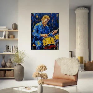 Tableau Van Gogh jouant de la batterie