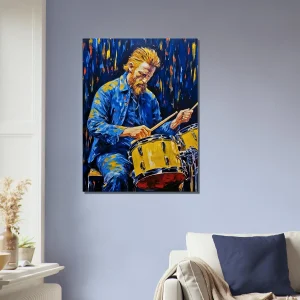 Tableau Van Gogh jouant de la batterie