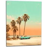 Toile Plage de Cuba et voiture rétro Toile Plage de Cuba et voiture rétro