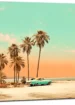 Toile Plage de Cuba et voiture retro Toile Plage de Cuba et voiture rétro