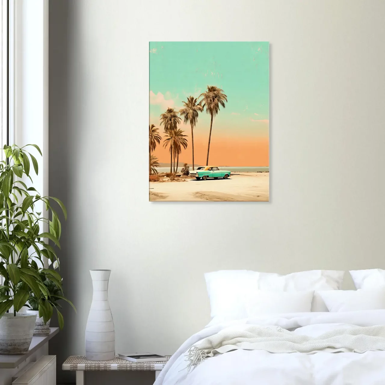 Toile Plage de Cuba et voiture rétro Toile Plage de Cuba et voiture rétro