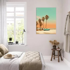 Toile Plage de Cuba et voiture rétro Toile Plage de Cuba et voiture rétro