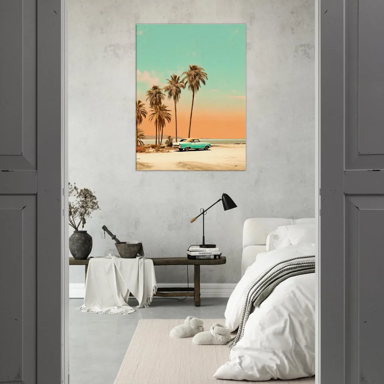 Toile Plage de Cuba et voiture rétro Toile Plage de Cuba et voiture rétro
