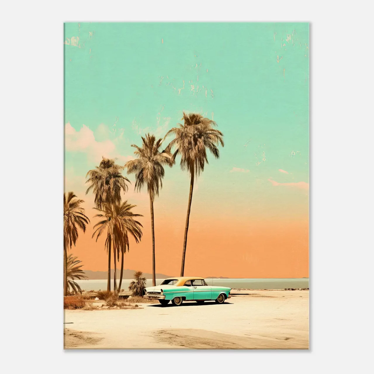 Toile Plage de Cuba et voiture rétro Toile Plage de Cuba et voiture rétro