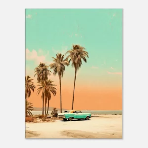 Toile Plage de Cuba et voiture rétro Toile Plage de Cuba et voiture rétro