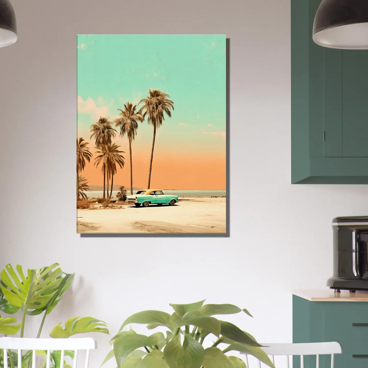 Toile Plage de Cuba et voiture rétro Toile Plage de Cuba et voiture rétro
