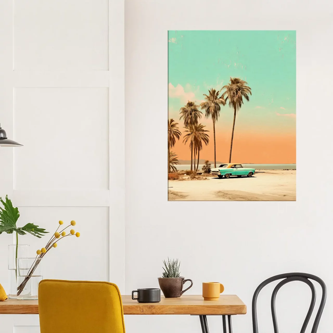 Toile Plage de Cuba et voiture rétro Toile Plage de Cuba et voiture rétro