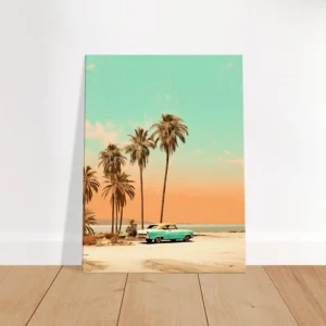 Toile Plage de Cuba et voiture rétro Toile Plage de Cuba et voiture rétro