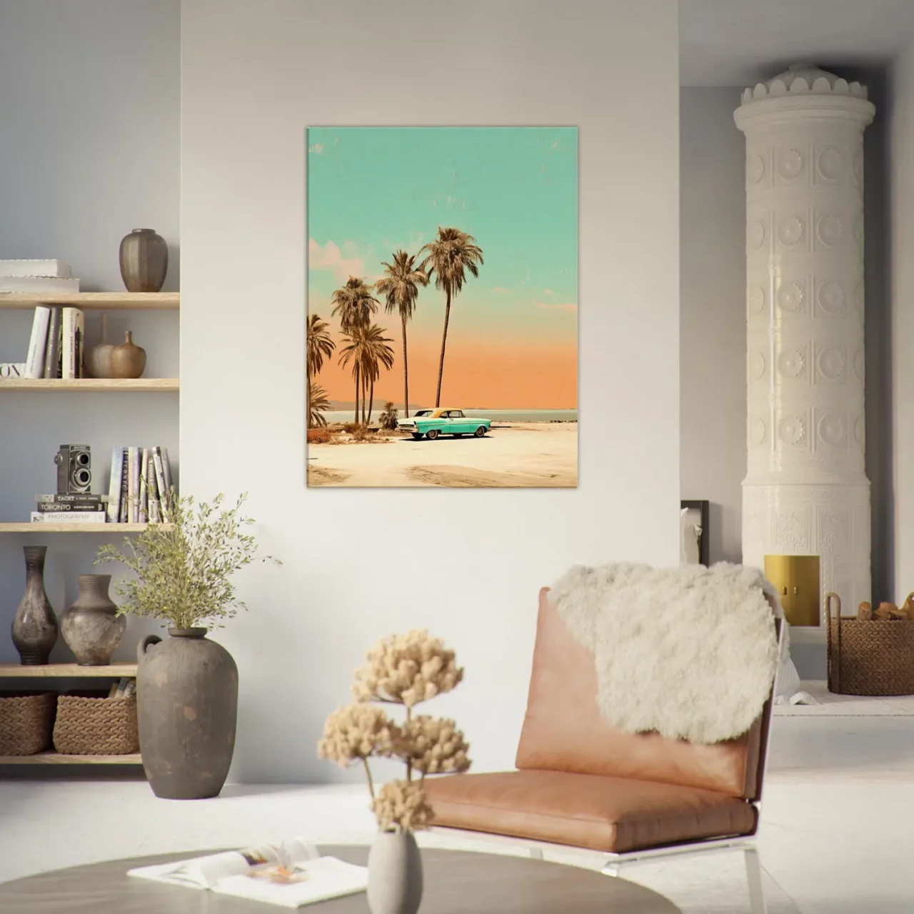 Toile Plage de Cuba et voiture rétro Toile Plage de Cuba et voiture rétro