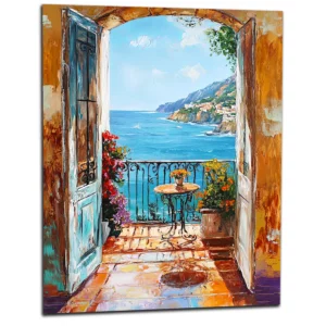 Toile Vue méditerranéenne style Ribeiro Toile vue méditerranéenne style Ribeiro, image de présentation du tableau