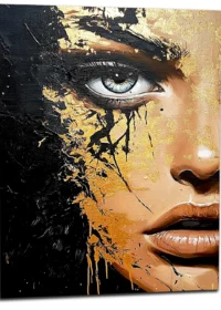 Toile Regard d’or – Fusion de beauté et de chaos regarde femme beauté et chaos