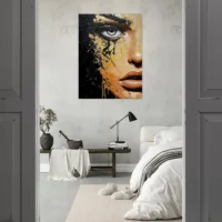 Toile Regard d’or – Fusion de beauté et de chaos Toile Regard d’or – Fusion de beauté et de chaos