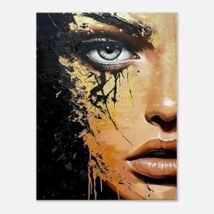 Toile Regard d’or – Fusion de beauté et de chaos Toile Regard d’or – Fusion de beauté et de chaos