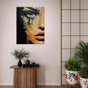 Toile Regard d’or – Fusion de beauté et de chaos Toile Regard d’or – Fusion de beauté et de chaos