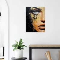 Toile Regard d’or – Fusion de beauté et de chaos Toile Regard d’or – Fusion de beauté et de chaos