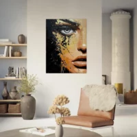 Toile Regard d’or – Fusion de beauté et de chaos Toile Regard d’or – Fusion de beauté et de chaos