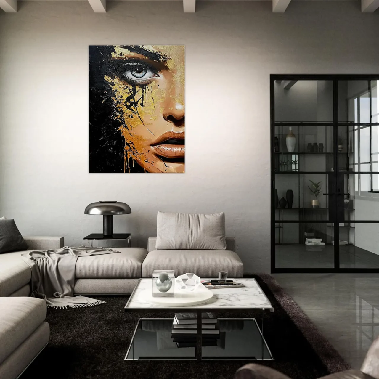 Toile Regard d’or – Fusion de beauté et de chaos Toile Regard d’or – Fusion de beauté et de chaos