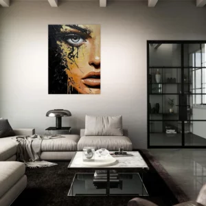 Toile Regard d’or – Fusion de beauté et de chaos Toile Regard d’or – Fusion de beauté et de chaos