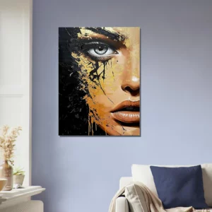 Toile Regard d’or – Fusion de beauté et de chaos Toile Regard d’or – Fusion de beauté et de chaos