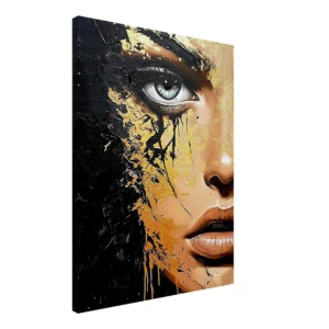 Toile Regard d’or – Fusion de beauté et de chaos Toile Regard d’or – Fusion de beauté et de chaos