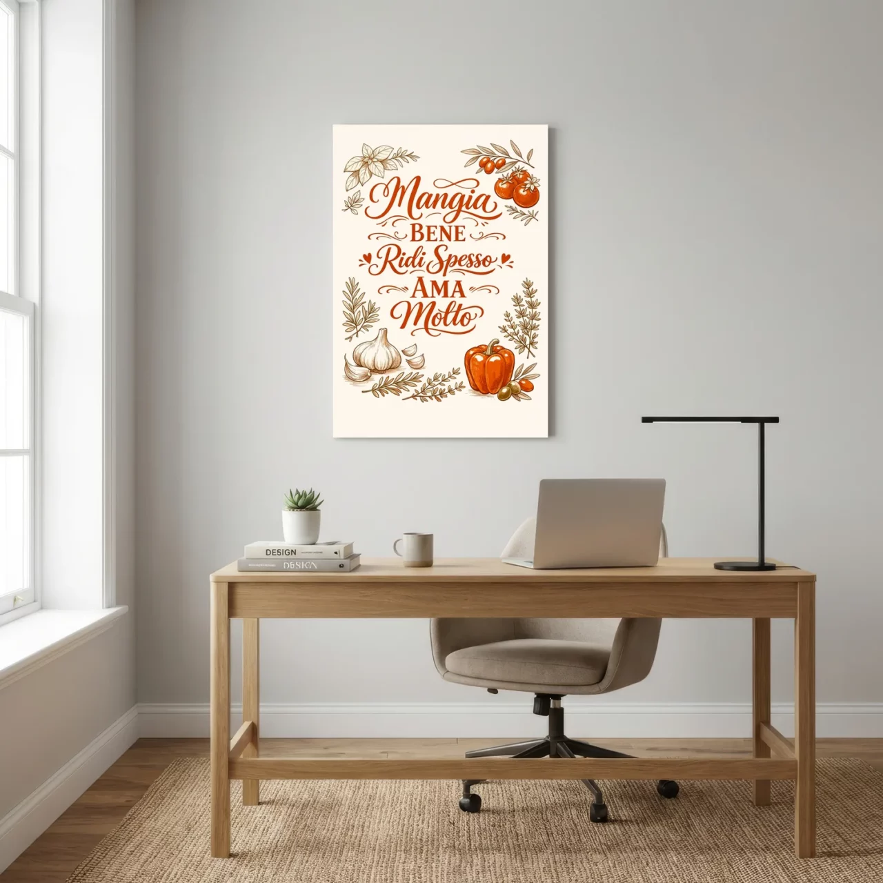Toile Mangia Bene Ridi Spesso Ama Molto – Sagesse italienne et art de vivre Toile Mangia Bene Ridi Spesso Ama Molto - Sagesse Italienne et Art de Vivre - mise en scène 2
