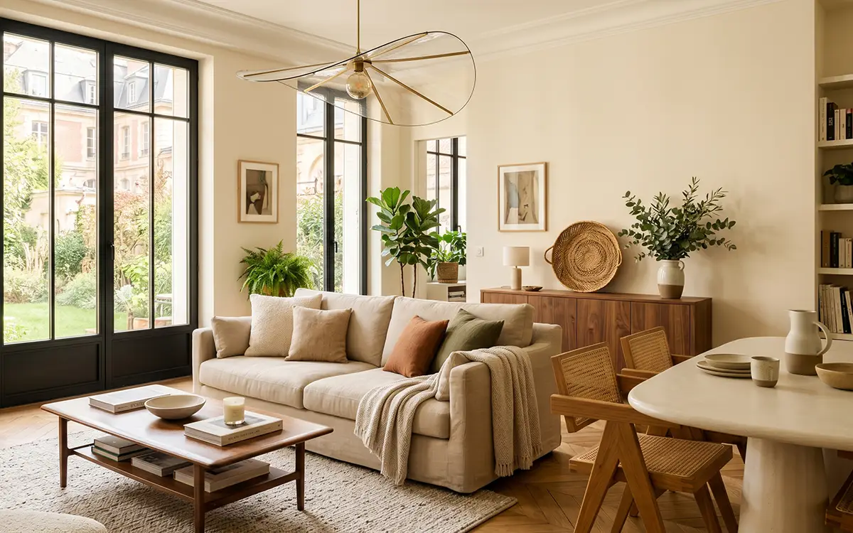 Salon lumineux et chaleureux pour décorer sa maison avec style contemporain